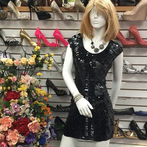 XOXO Black embellished  sequin and beads Party dress Size M/L